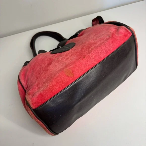 Juicy Couture Pink and Black Suede Shoulder Bag with Logo Charm - Picture 7 of 7